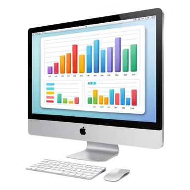 iMac computer with bar charts on the screen sticker