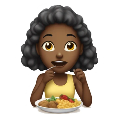 Black girl eating food sticker