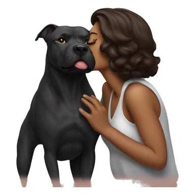 Cool Brunette kissing big black pitbull dog sticker