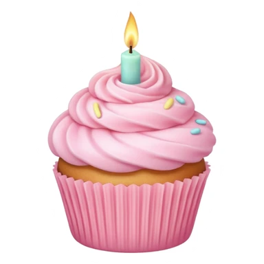 pastel pink cupcake with a tiny candle sticker