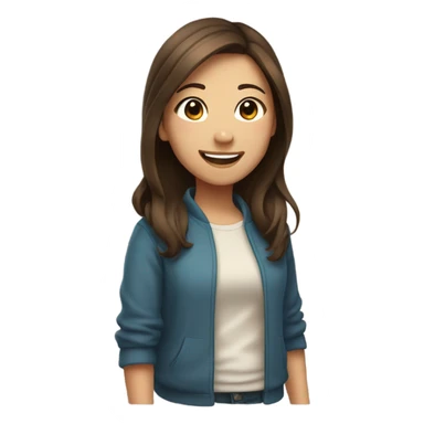 Asian girl with brown hair smiling sticker