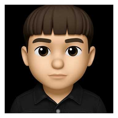 Edit the image to change the boy's outfit to a high quality black denim jacket, keeping the 3D emoji style and all other details the same. Maintain the 3D emoji style look in the edit. sticker