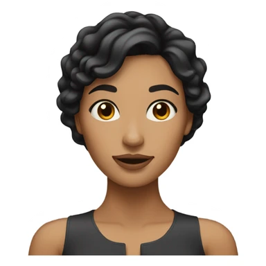 a brunette woman with black hair with waves but not so defined  sticker