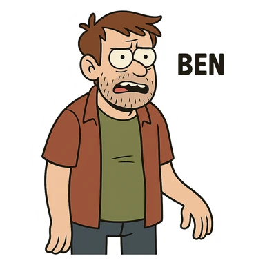 flat toon style ben as a character sticker