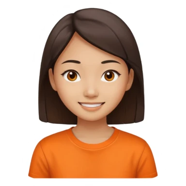 Asian narrow eyed girl with orange shirt sticker