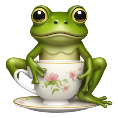 Frog sipping tea sticker