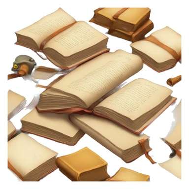 pile of books and scrolls, dungeons and dragons sticker