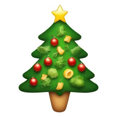 Christmas tree with healthy food on it and lights sticker