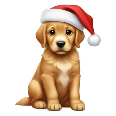 red golden retriever puppy with Santa hat  sticker