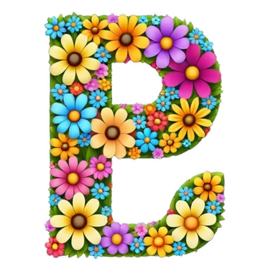 number 7 made of colorful flowers sticker