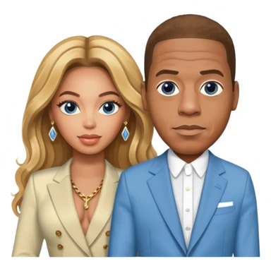 Beyonce and jay z but in light skinned and blue eyes. Whole outfit sticker