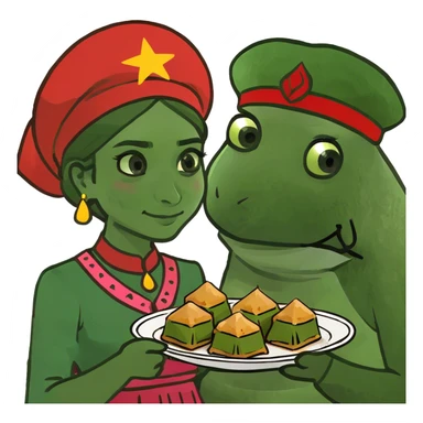 A Türkish girl and bufo with tea and baklava in İstanbul  sticker