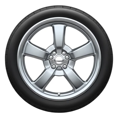 A chrome car wheel emoji, polished silver metal rim, smooth circular shape, minimal futuristic design, soft reflections, iOS emoji style, centered on white background, ultra clean look sticker