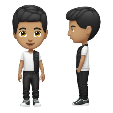 Mexican boy standing 6’1 with a buzz cut and a line up black hair wearing all black and jordan 4s sticker