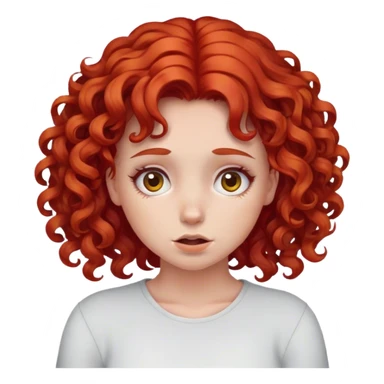 Embarrassed girl red hair curly sticker