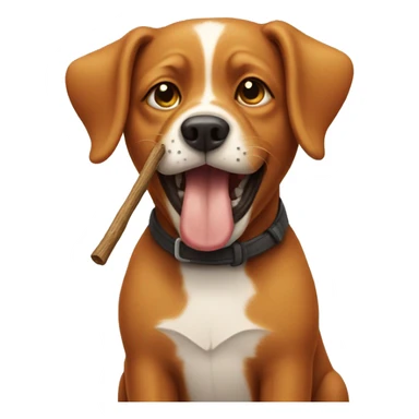 Ginger dog with stick in mouth sticker