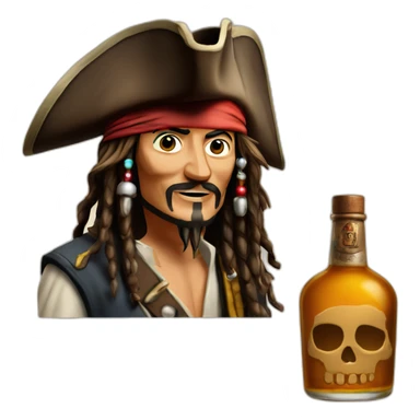 Captain Jack Sparrow and bottle of rum sticker