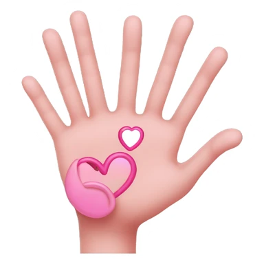 Three fingers crossed and pinkie and thumb making a heart sticker