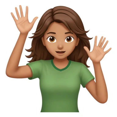 indian girl with green shirt and brown hair flipping hair with one hand sticker