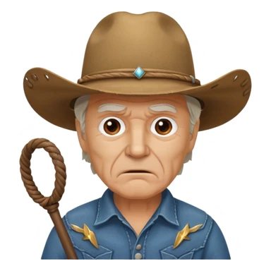 Give this emoji 🤠 a whip make it an old white guy with a whip make him mad  sticker