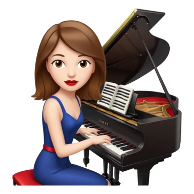 brownhaired white woman with red lips, playing piano sticker
