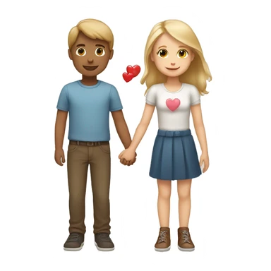 A blonde girl and brown hair boy holding hands with a heart around them  sticker