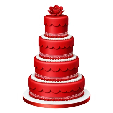 Fully red wedding cake with multiple tiers, all red icing and decorations sticker