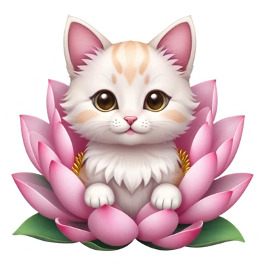 Kitten sitting on lotus flower sticker