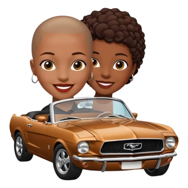 Classic mustang black female shaved head happy birthday sticker