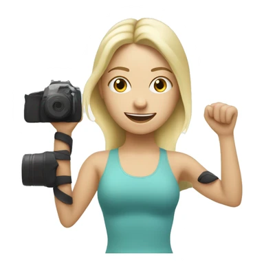 white women blond  Pilates  with camera in hand sticker