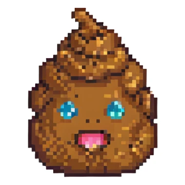 poop emoji pixel art style sticker