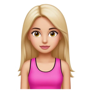 a pretty bratz emoji that looks like bollywood actress katrina kaif with straight  hair wearing a neon pink sleeveless top
She should look exactly like Katrina Kaif. sticker