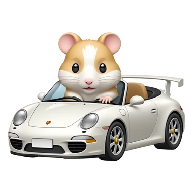 White hamster driving porsche911 sticker