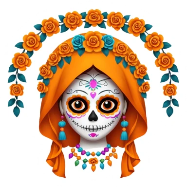Cordeles de día de muerto color naranja con la cara de la catrina en ellos  sticker