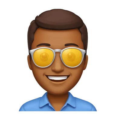 brown-skinned man with sunglasses, yellow background, classic emoji style, smiling sticker