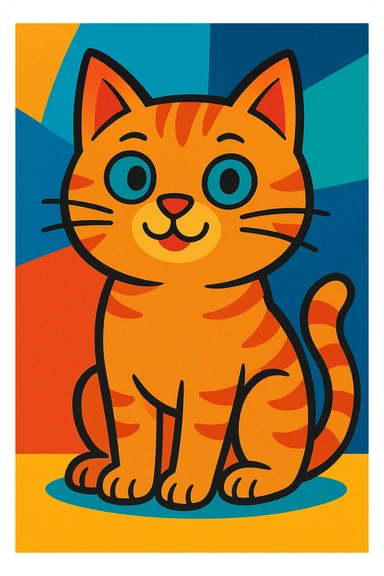 cat, vibrant cartoon style sticker