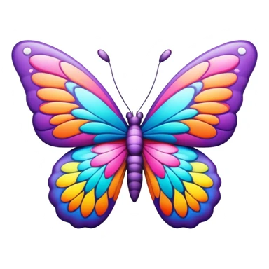 3D, psychedelic colored hippie style butterfly with flowers sticker