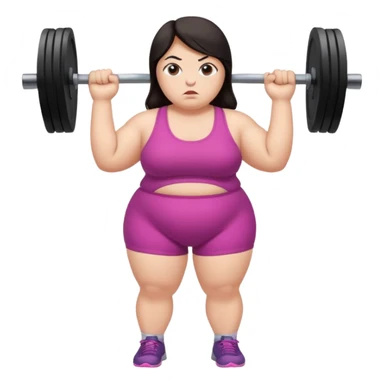 Sad fat girl lifting weights dark hair sticker