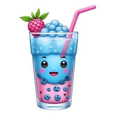 blue raspberry refresher drink with pink boba  sticker
