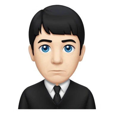 Moe Howard from the Three Stooges with blue eyes, black hair, black outfit sticker