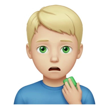 blonde boy with green/blue eyes choking himself sticker