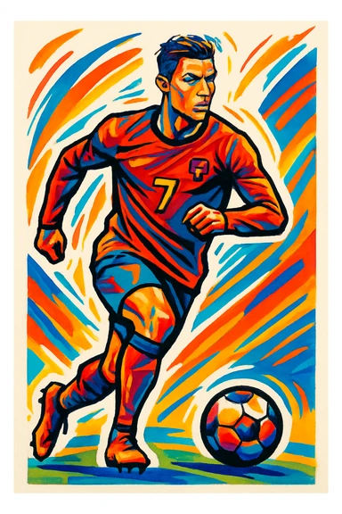 Cristiano Ronaldo, famous footballer, creative icon style sticker
