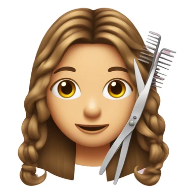 comb, scissors and hat with long hair girl sticker