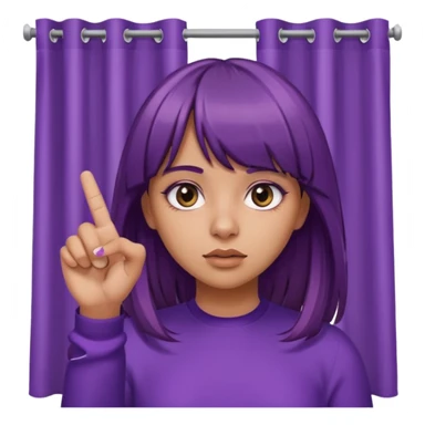 Tanned Girl with purple and brown hair straight hair with curtain bangs flipping bird finger with ball and rolling her eyes sticker