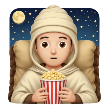 a guy wearing blanket on his head to watch a movie late night sticker