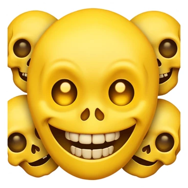 happy emoji face with skulls for eyes sticker