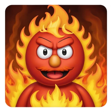 Elmo angry surrounded by fire sticker