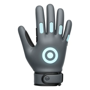 Minimal emoji of a futuristic nano-tech glove with subtle glowing lines, flat sci-fi wearable icon sticker