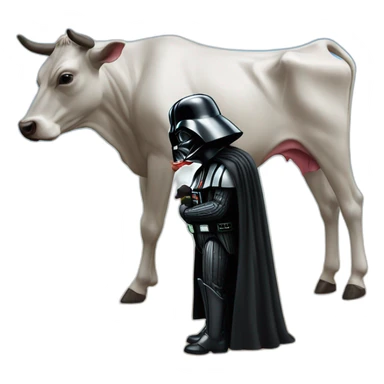 Darth Vader kissing a cow sticker