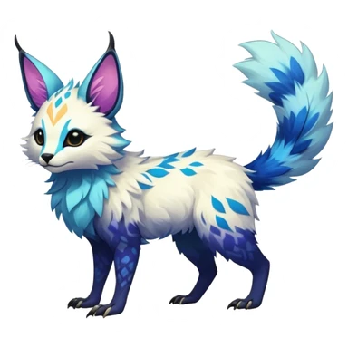 Epic Feral Rare Fantasy shiny cool fluffy Vernid-Trico-species-hybrid-animal by LiLaiRa, random markings, tufted ears, full body sticker